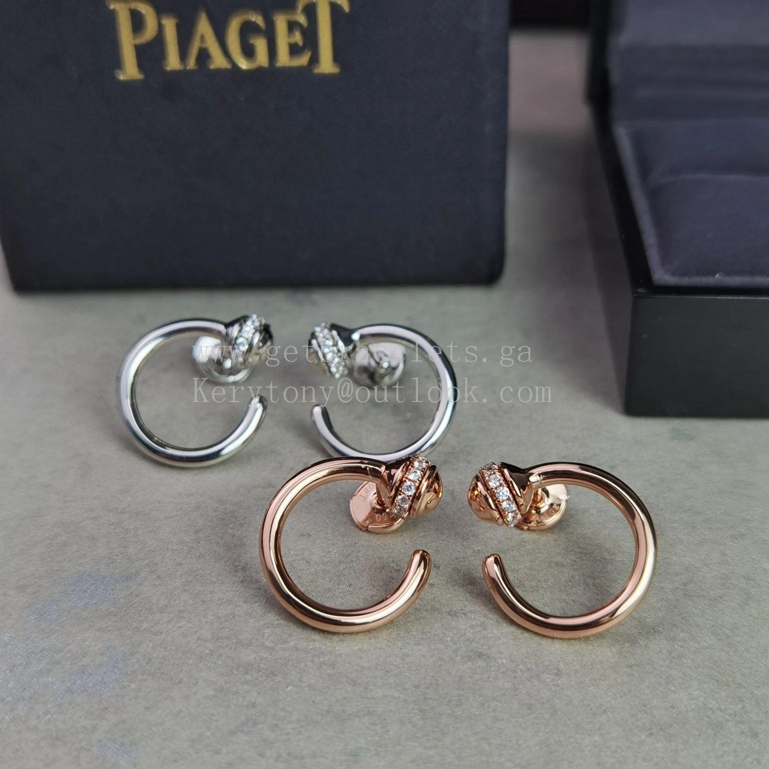 Piaget Possession Open Hoop Earrings Rose Gold with Diamonds