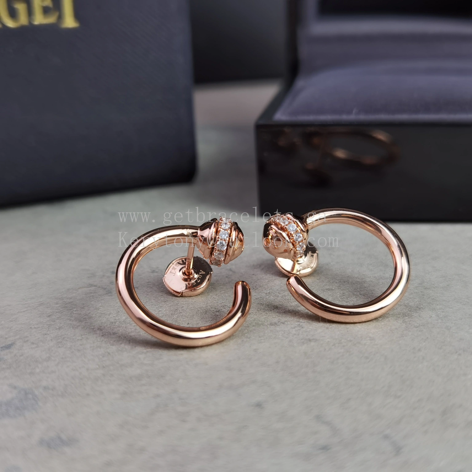 Piaget Possession Open Hoop Earrings Rose Gold with Diamonds