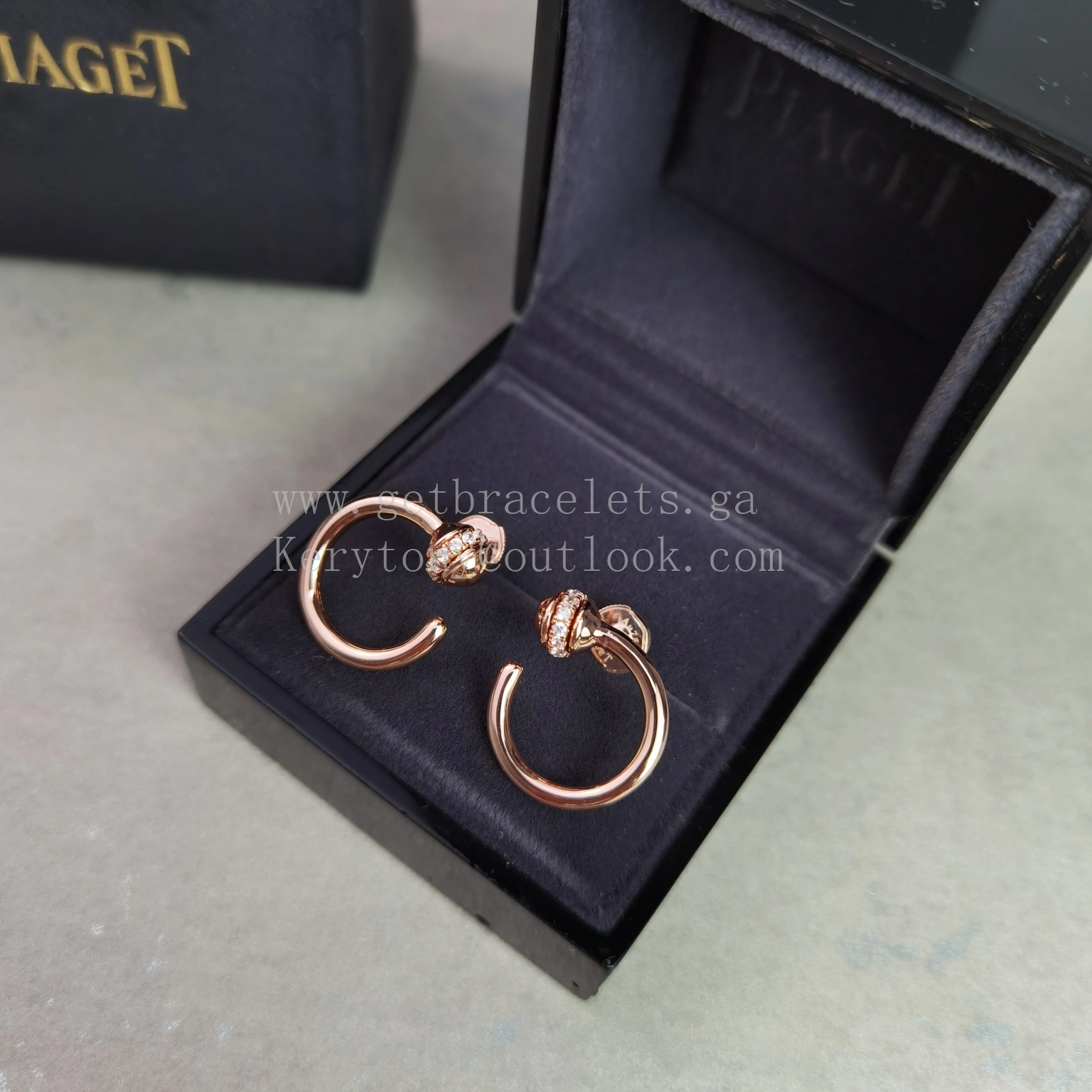Piaget Possession Open Hoop Earrings Rose Gold with Diamonds