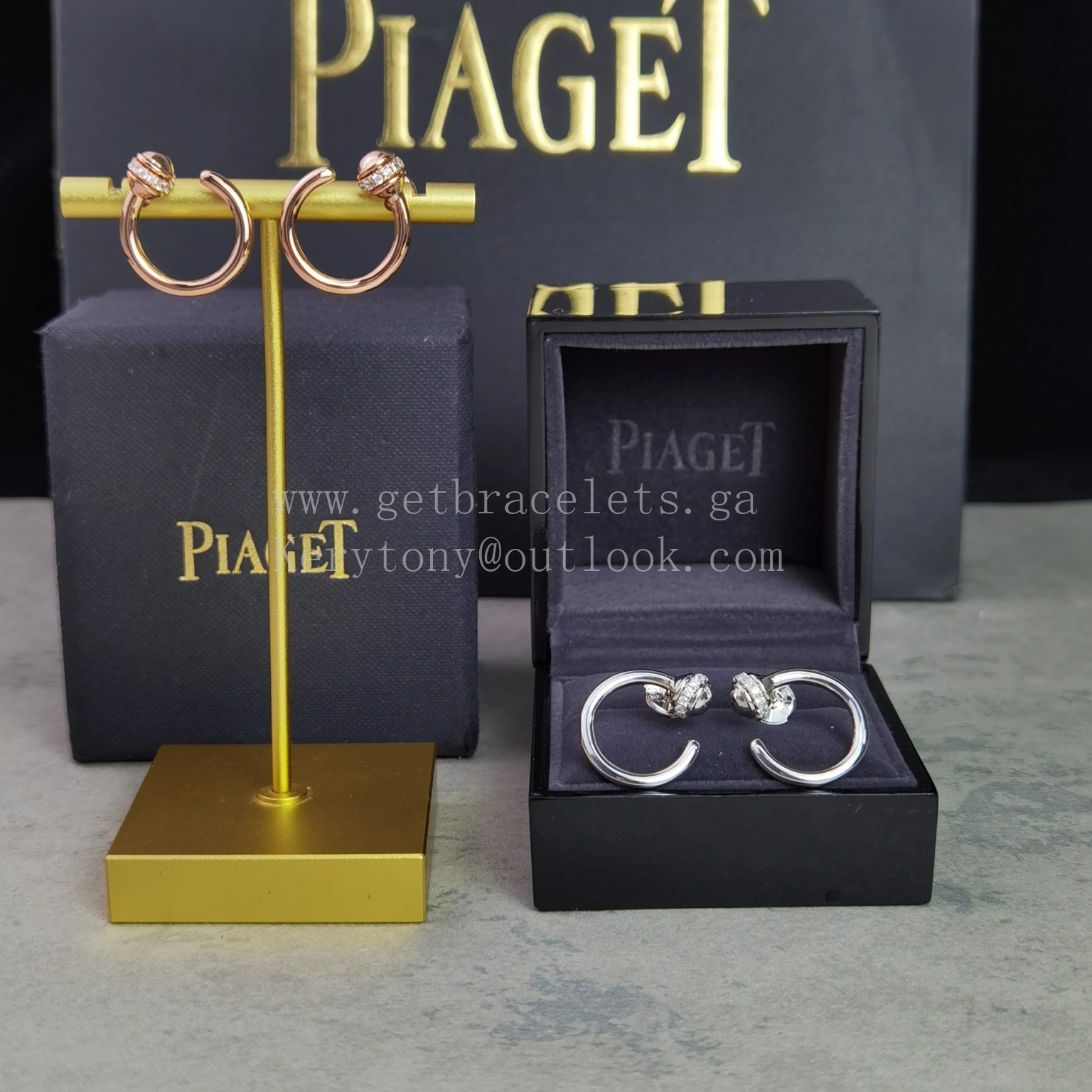 Piaget Possession Open Hoop Earrings Rose Gold with Diamonds