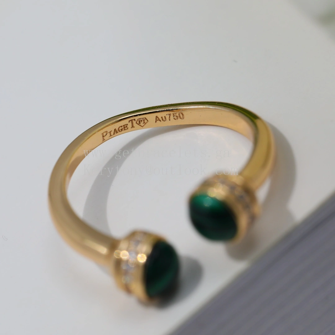Piaget Possession Open Ring With Diamonds and Malachite Cabochons Rose Gold
