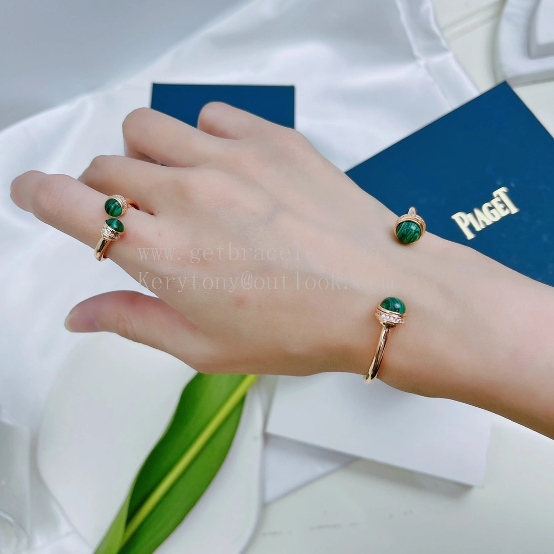 Piaget Possession Open Ring With Diamonds and Malachite Cabochons Rose Gold