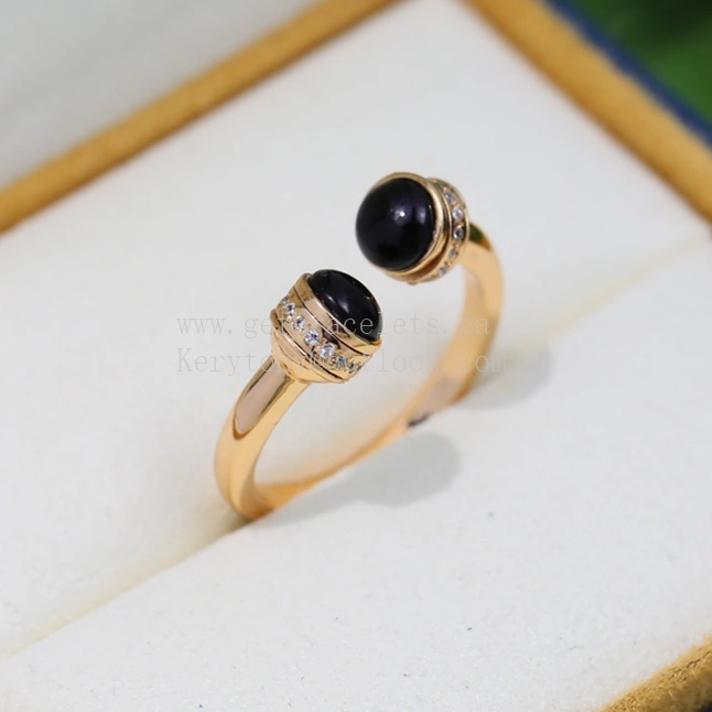 Piaget Possession Open Ring With Diamonds and Onyx Rose Gold