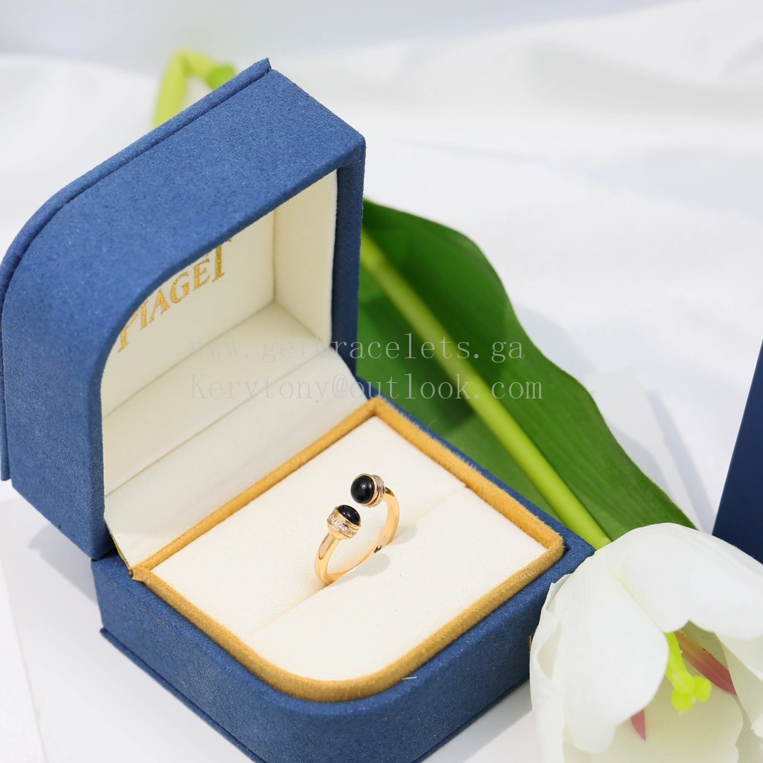 Piaget Possession Open Ring With Diamonds and Onyx Rose Gold