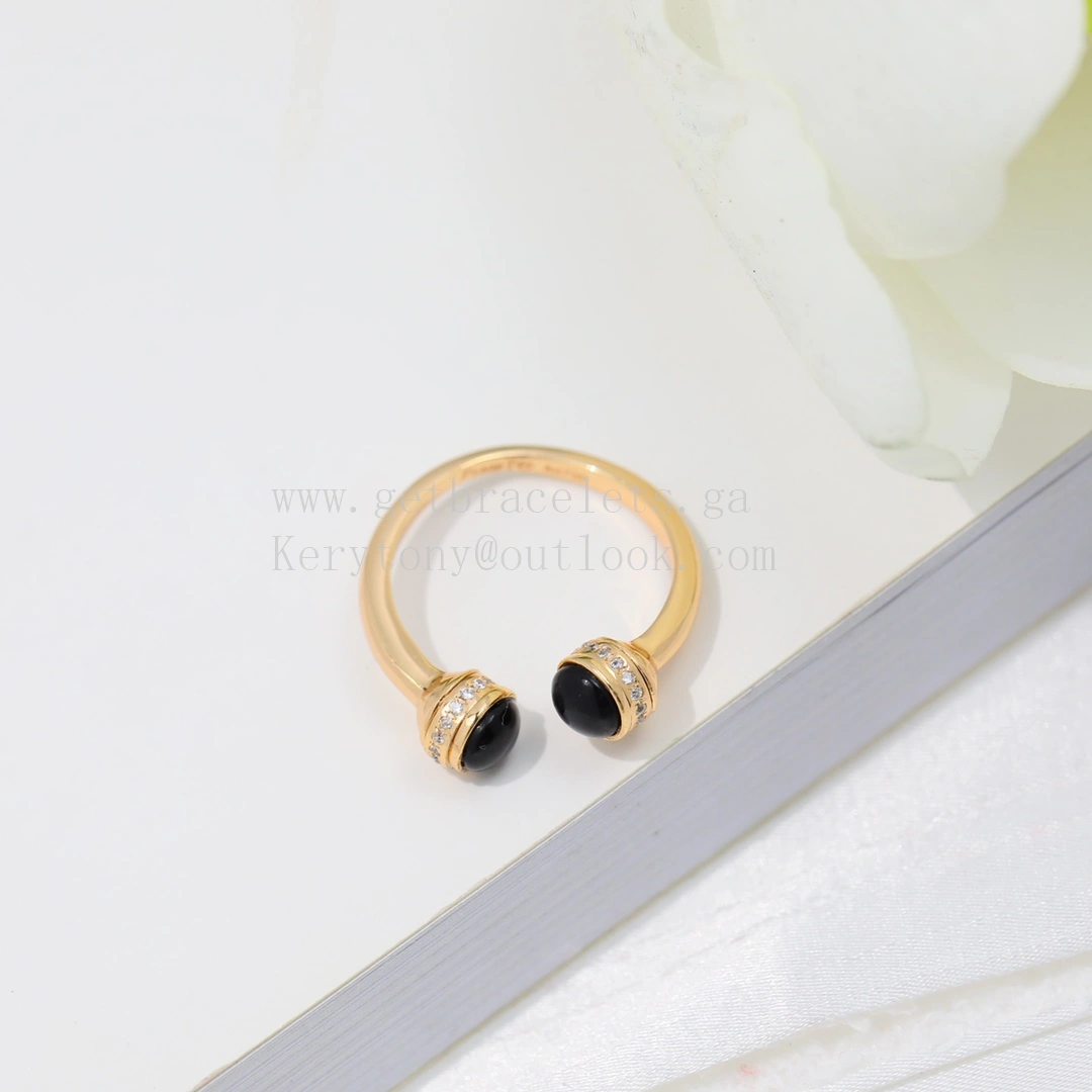 Piaget Possession Open Ring With Diamonds and Onyx Rose Gold