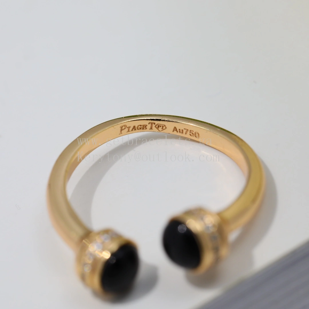 Piaget Possession Open Ring With Diamonds and Onyx Rose Gold