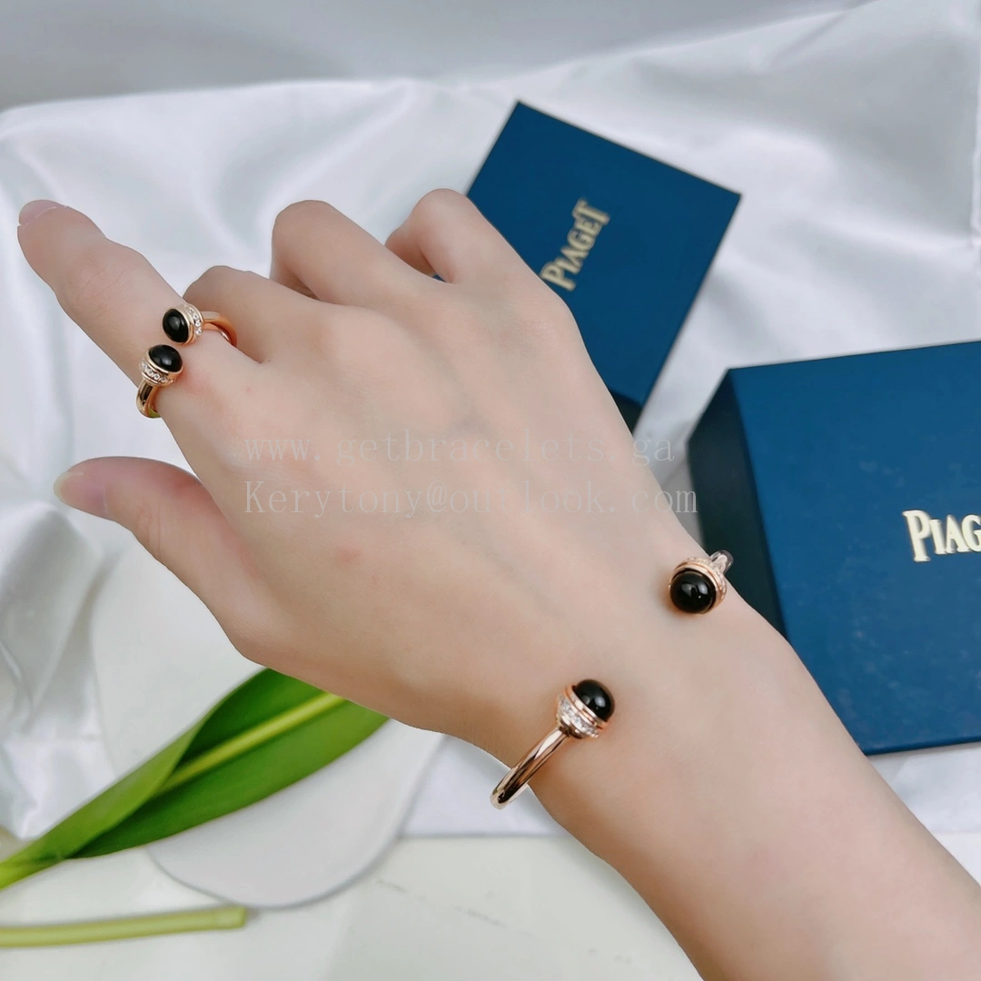 Piaget Possession Open Ring With Diamonds and Onyx Rose Gold