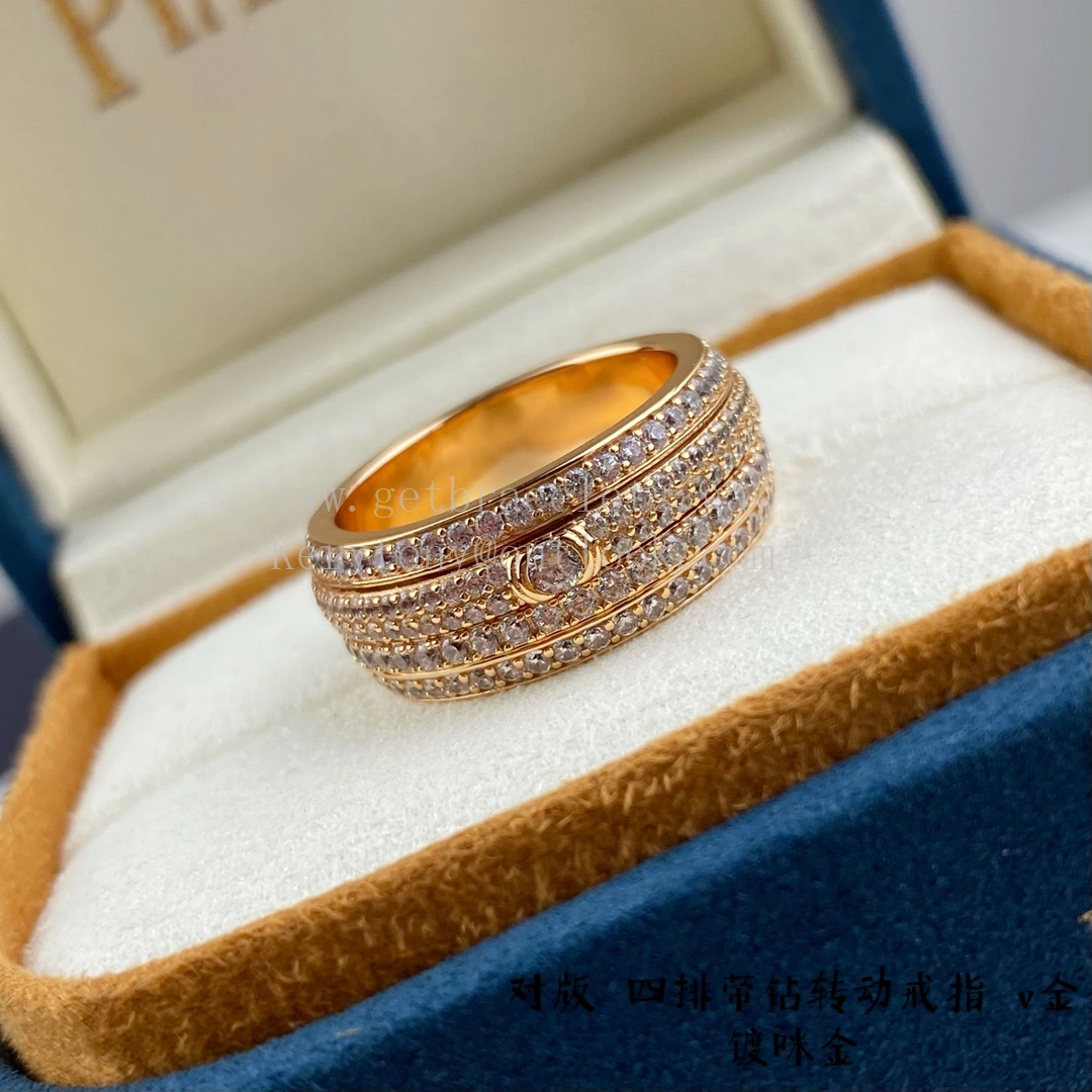 Piaget Possession Ring with Four-row of Diamonds White Gold Rose Gold