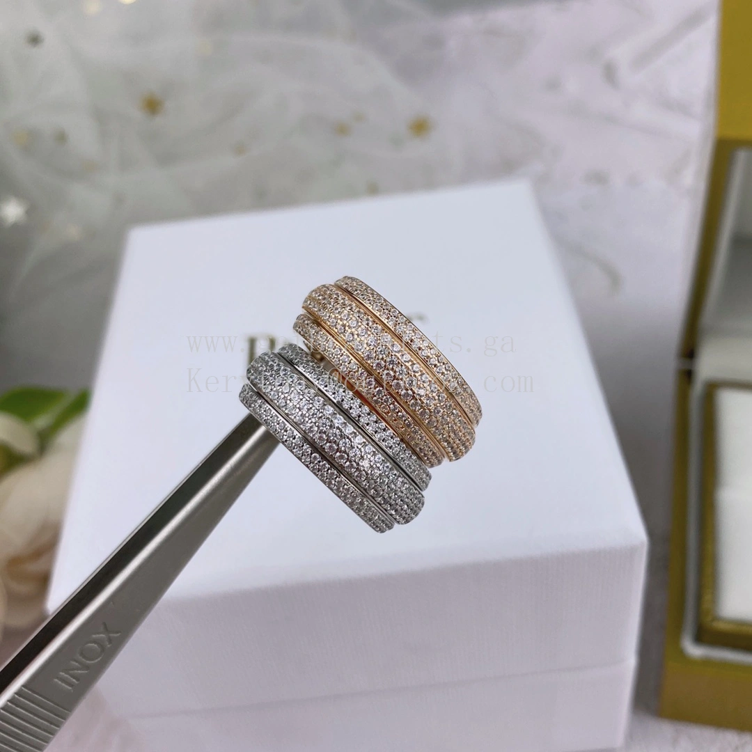 Piaget Possession Ring with Pave Diamonds White Gold Rose Gold