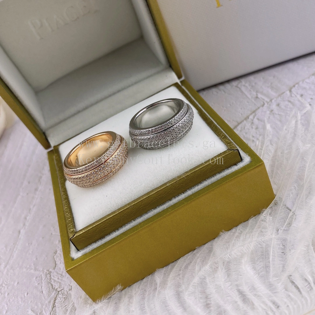 Piaget Possession Ring with Pave Diamonds White Gold Rose Gold