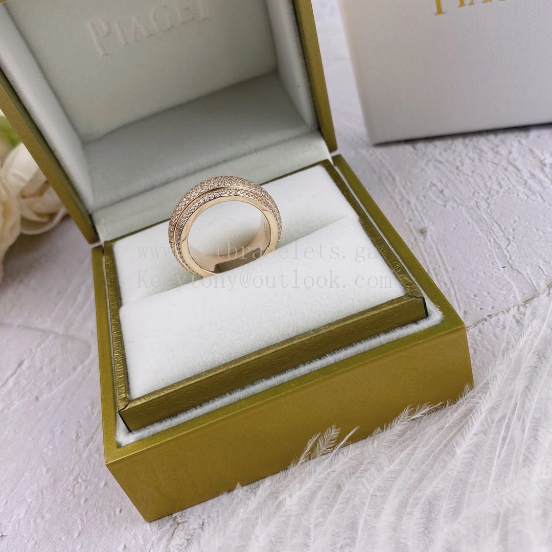 Piaget Possession Ring with Pave Diamonds White Gold Rose Gold