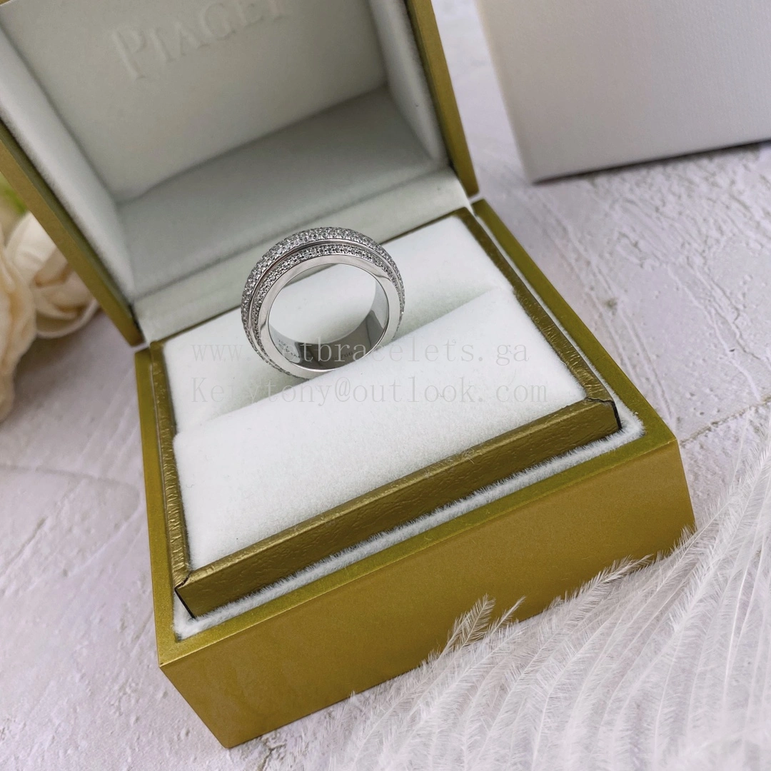 Piaget Possession Ring with Pave Diamonds White Gold Rose Gold