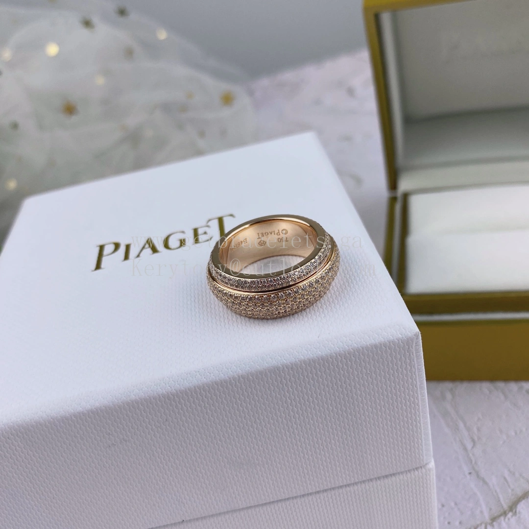Piaget Possession Ring with Pave Diamonds White Gold Rose Gold