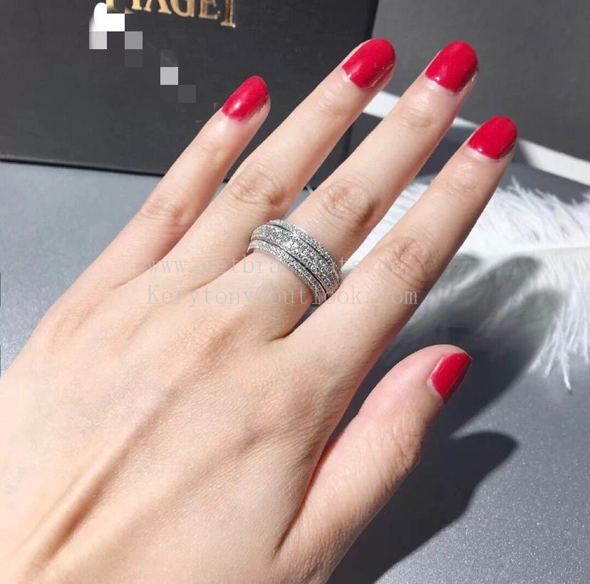 Piaget Possession Ring with Pave Diamonds White Gold Rose Gold