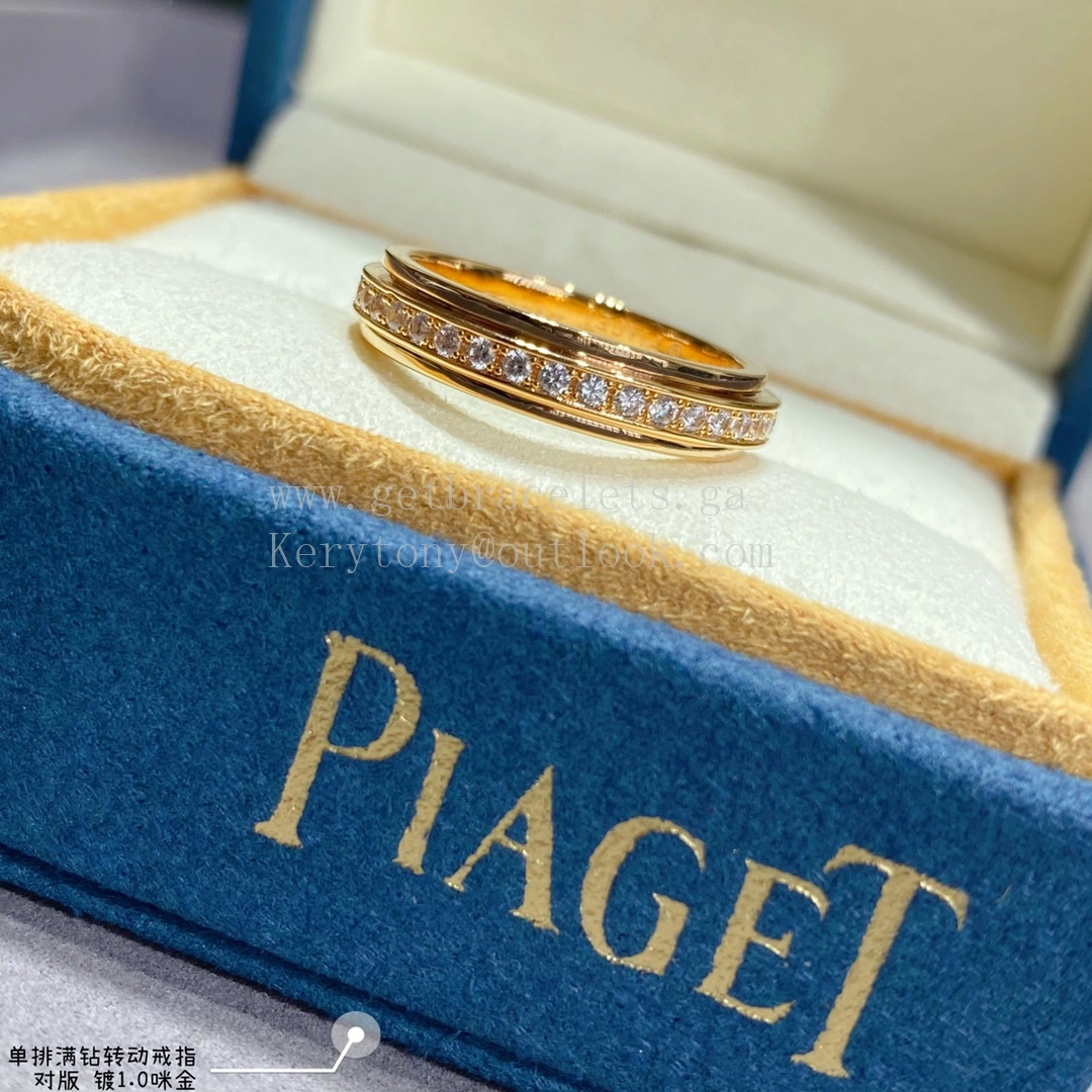 Piaget Possession Ring with Row of Diamonds White Gold Rose Gold