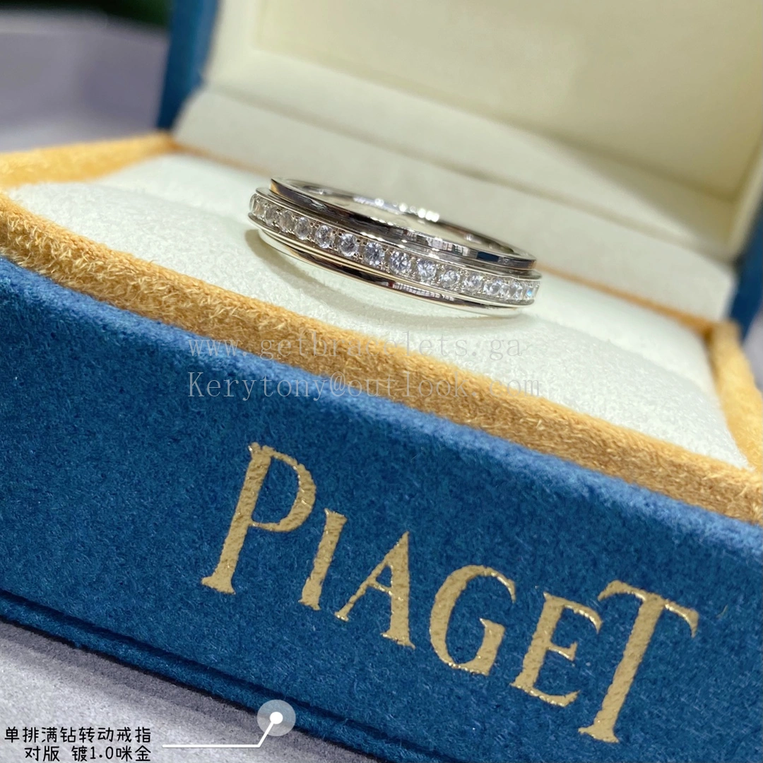 Piaget Possession Ring with Row of Diamonds White Gold Rose Gold