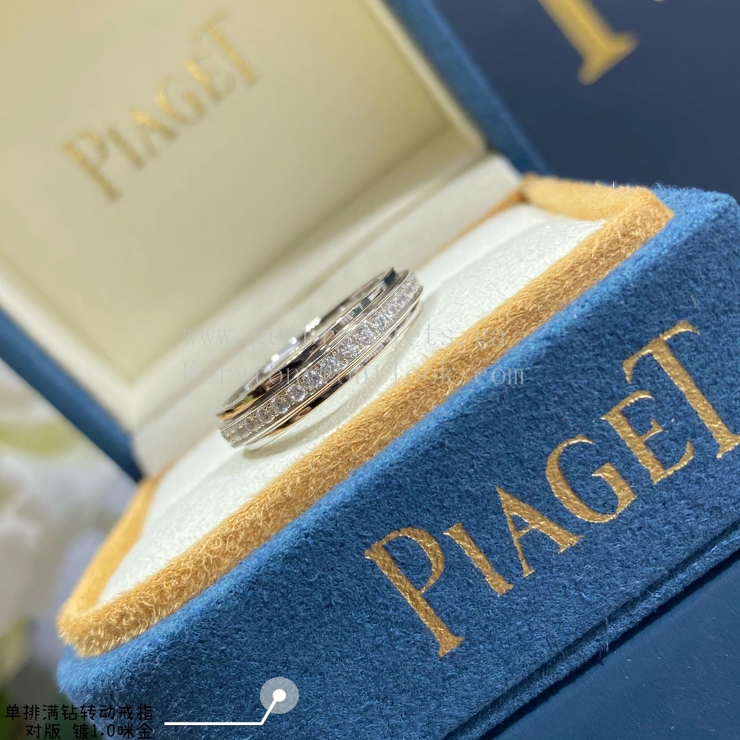 Piaget Possession Ring with Row of Diamonds White Gold Rose Gold