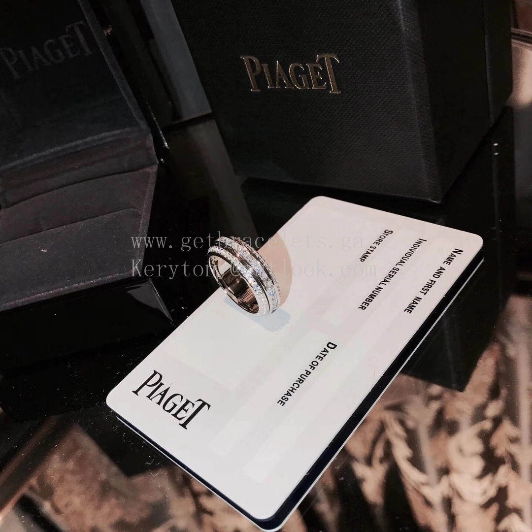 Piaget Possession Ring with Three-row of Diamonds White Gold