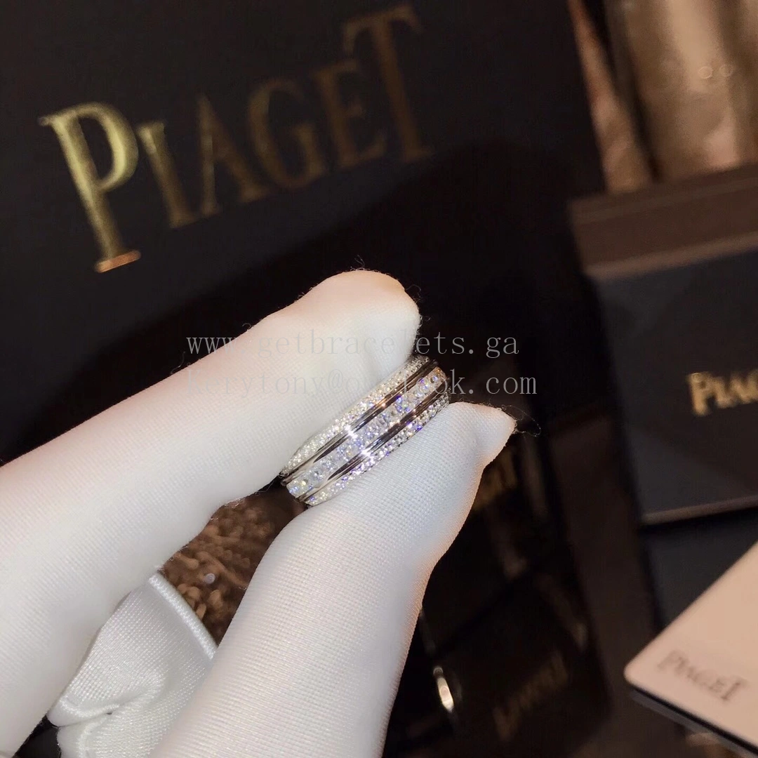 Piaget Possession Ring with Three-row of Diamonds White Gold