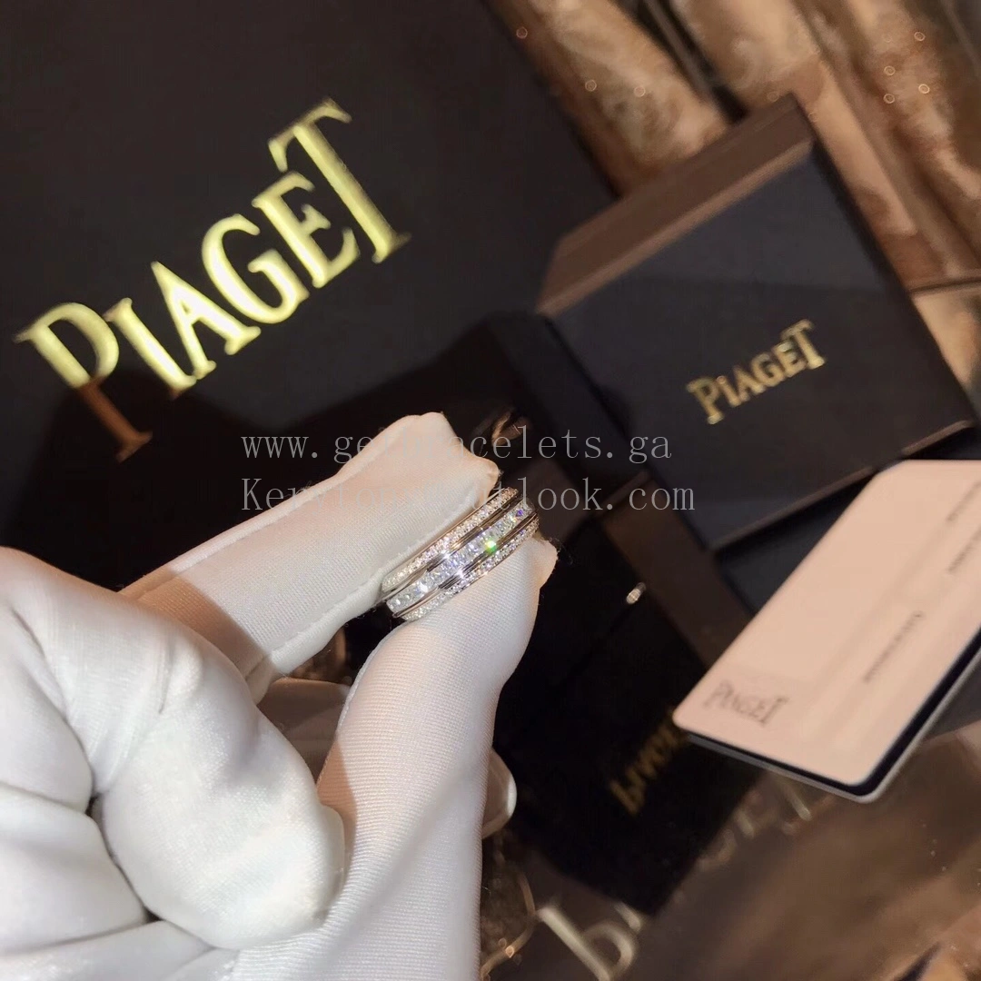 Piaget Possession Ring with Three-row of Diamonds White Gold