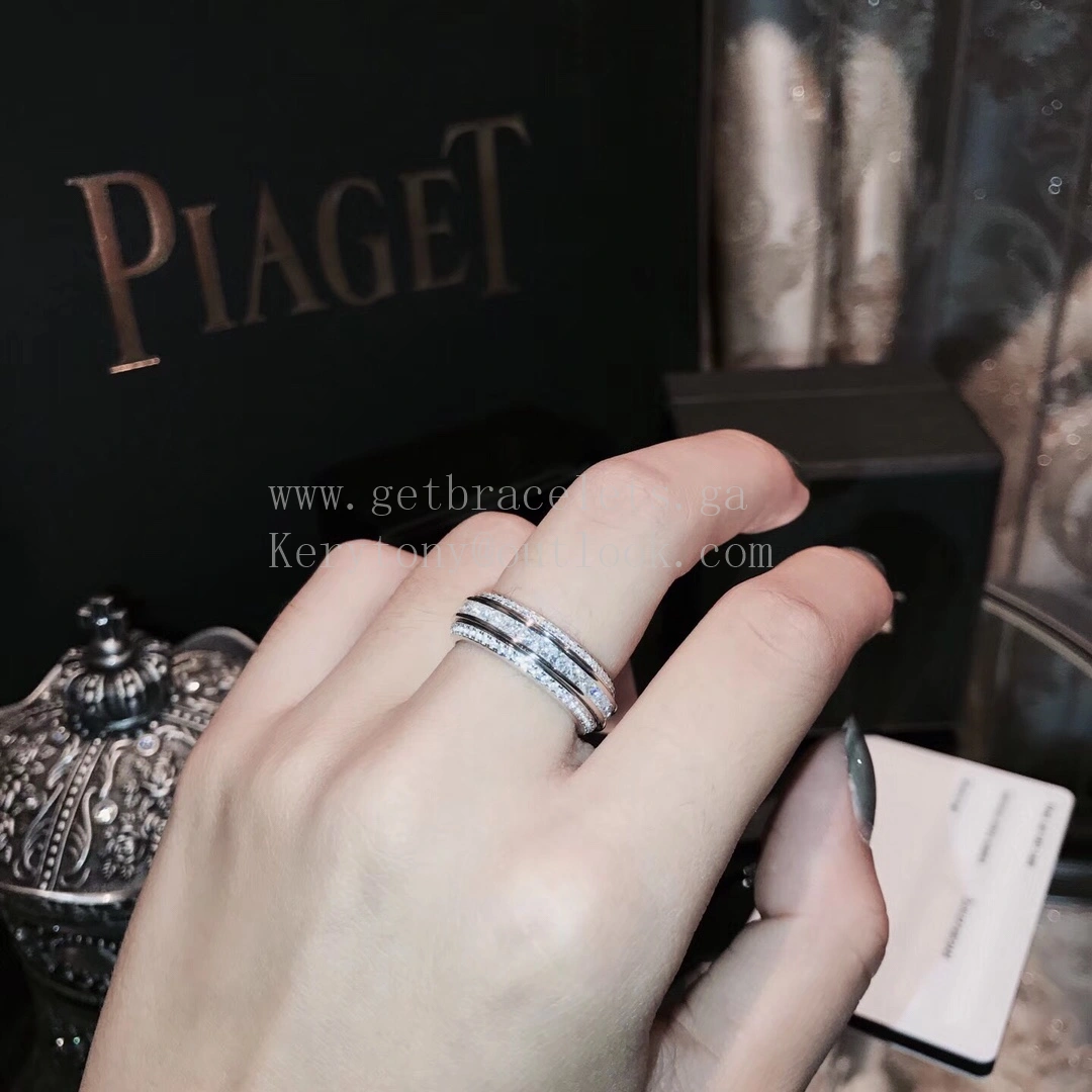 Piaget Possession Ring with Three-row of Diamonds White Gold