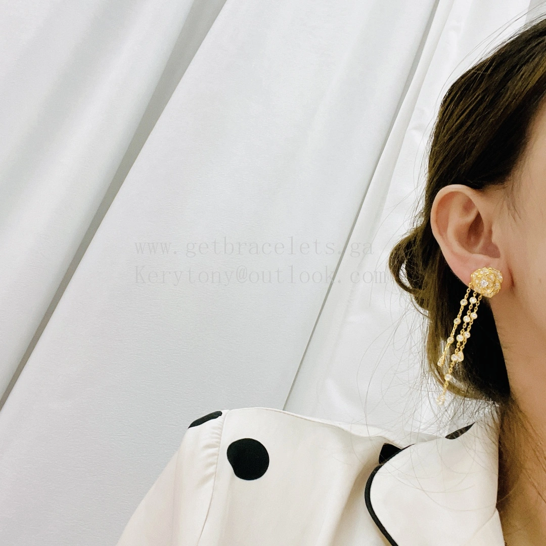 Piaget Rose Earrings Champagne Gold With Pave Diamonds