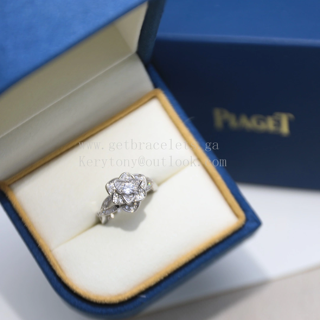 Piaget Rose Ring White Gold With Pave Diamonds