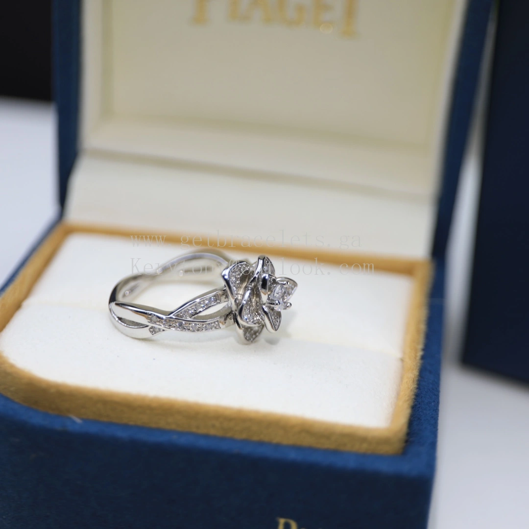 Piaget Rose Ring White Gold With Pave Diamonds