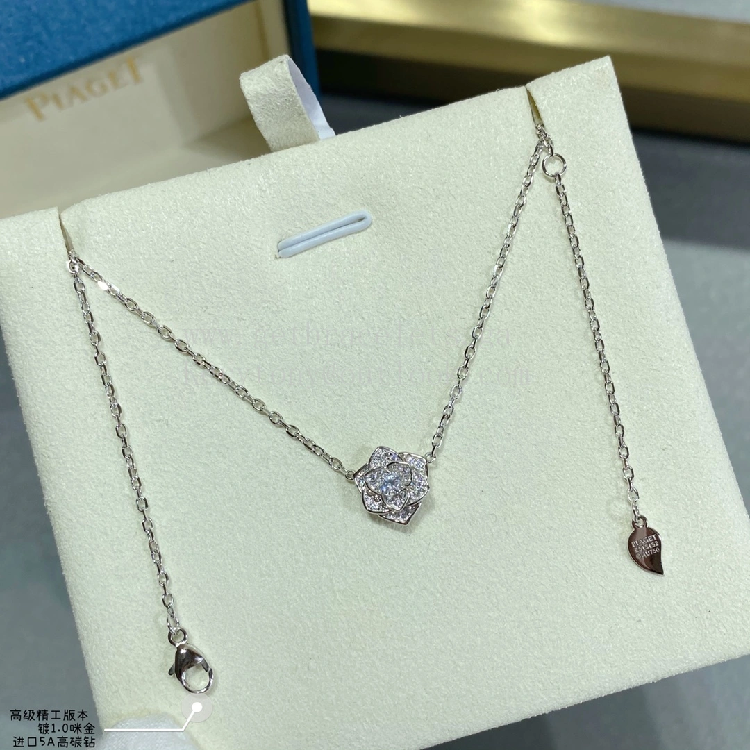 Piaget Small Rose Pendant Necklace White Gold With Diamonds