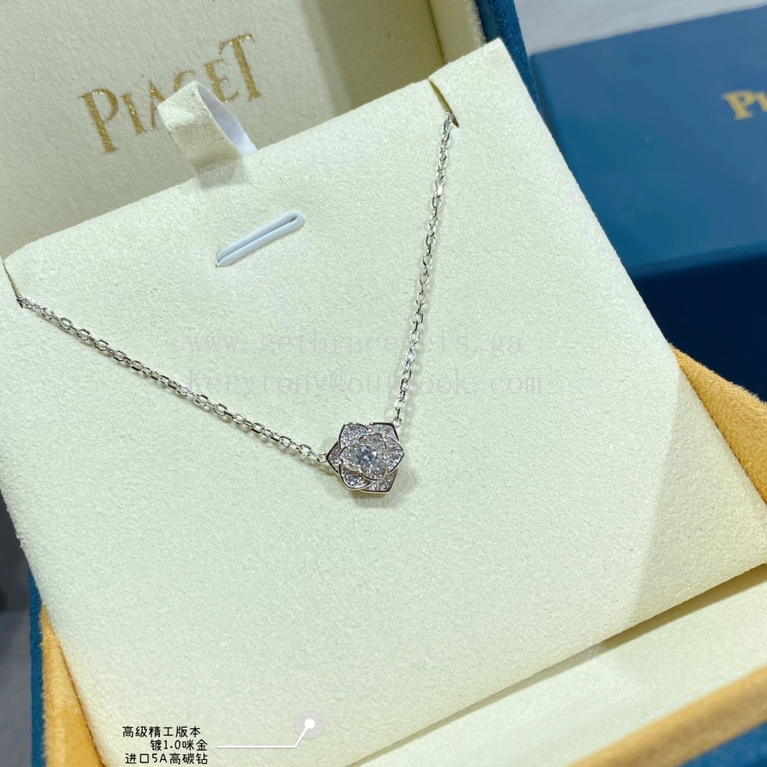 Piaget Small Rose Pendant Necklace White Gold With Diamonds