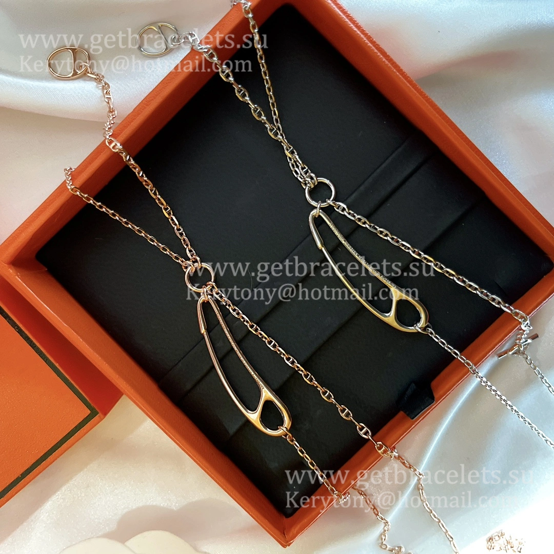 Price Online Hermes Chaine D’Ancre Punk Lariat Necklace Rose Gold Silver
