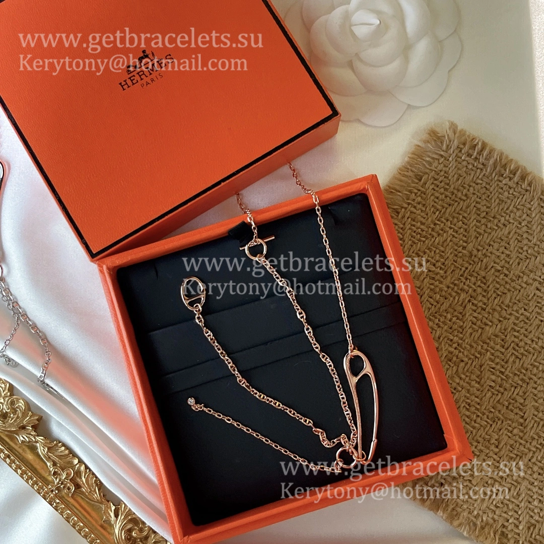 Price Online Hermes Chaine D’Ancre Punk Lariat Necklace Rose Gold Silver