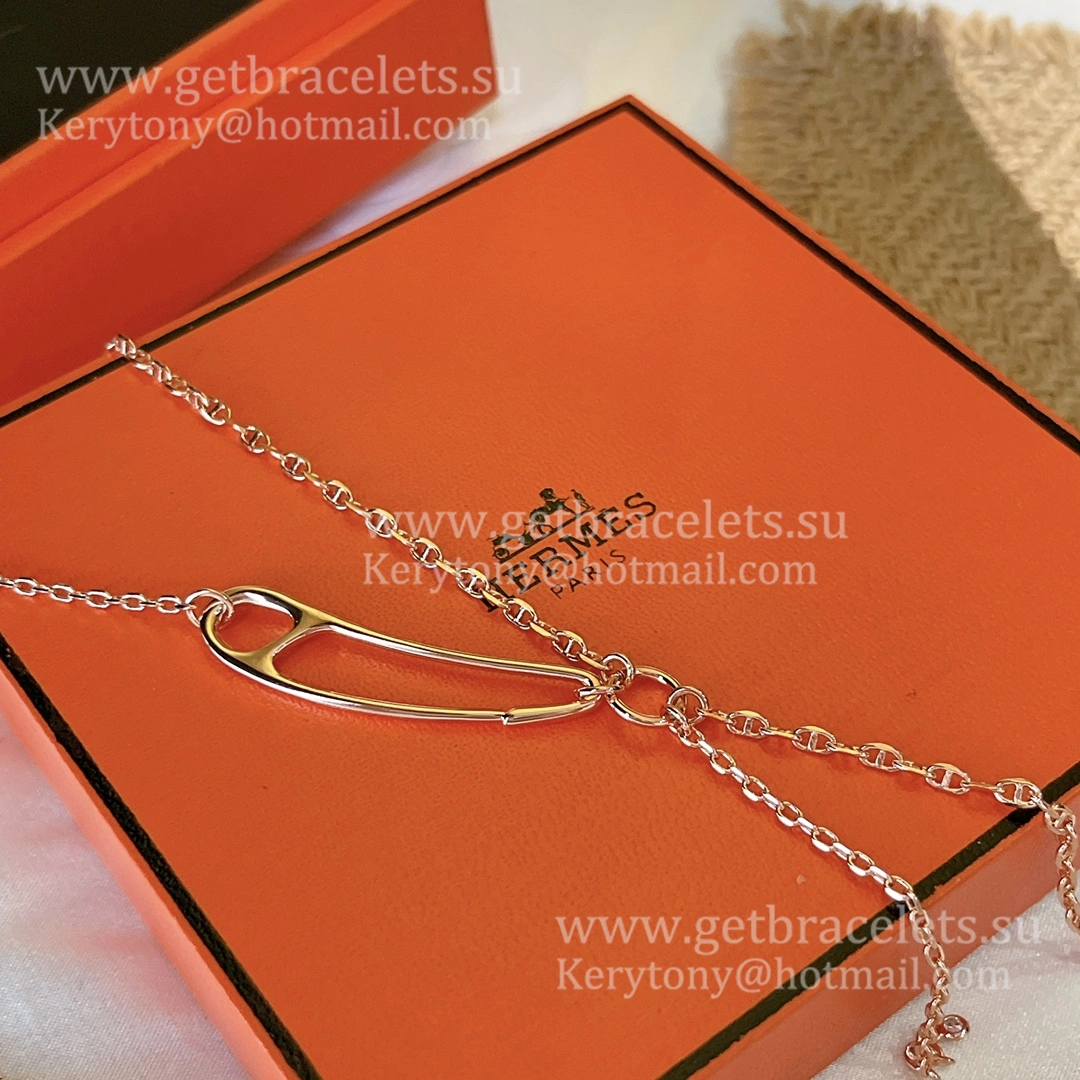 Price Online Hermes Chaine D’Ancre Punk Lariat Necklace Rose Gold Silver