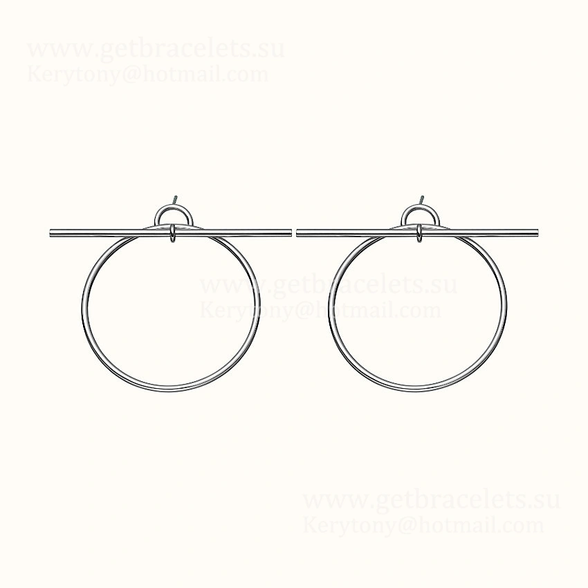 Price Online Hermes Loop Graphic Earrings White Gold