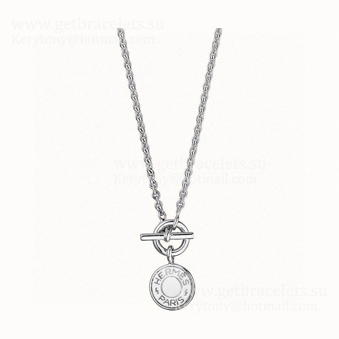 Quality Luxury Hermes Ex-Libris Pendant in Sliver
