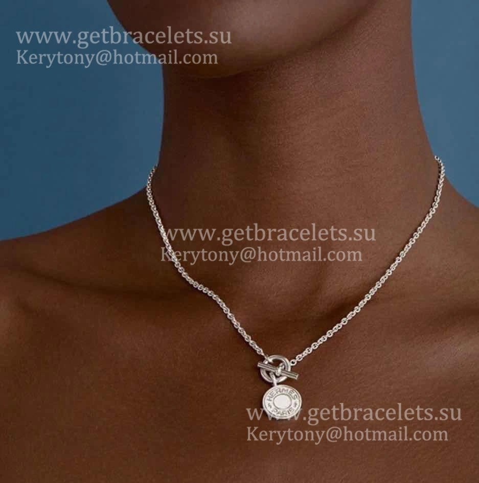 Quality Luxury Hermes Ex-Libris Pendant in Sliver