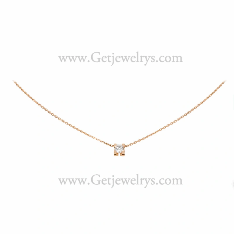 Replica C DE Cartier Necklace Rose Gold with Diamons N7413300