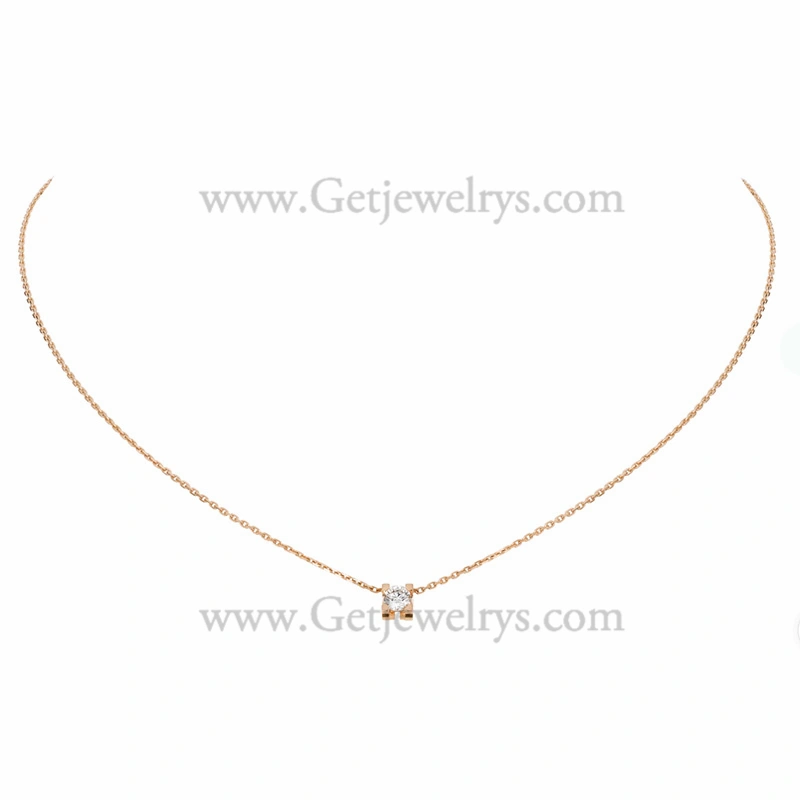 Replica C DE Cartier Necklace Rose Gold with Diamons N7413300