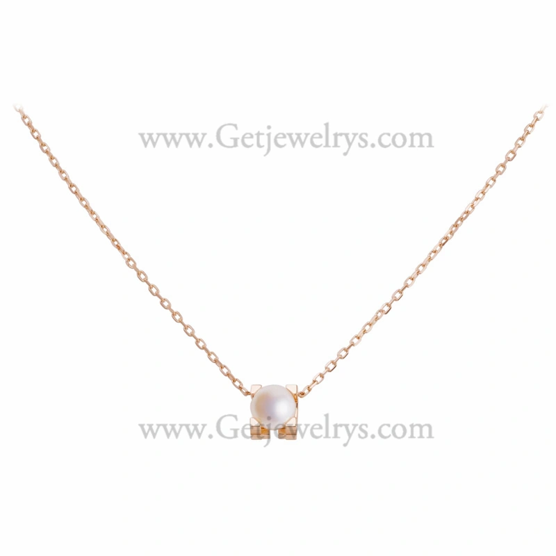 Replica C DE Cartier Necklace Rose Gold with Pearl B7059000