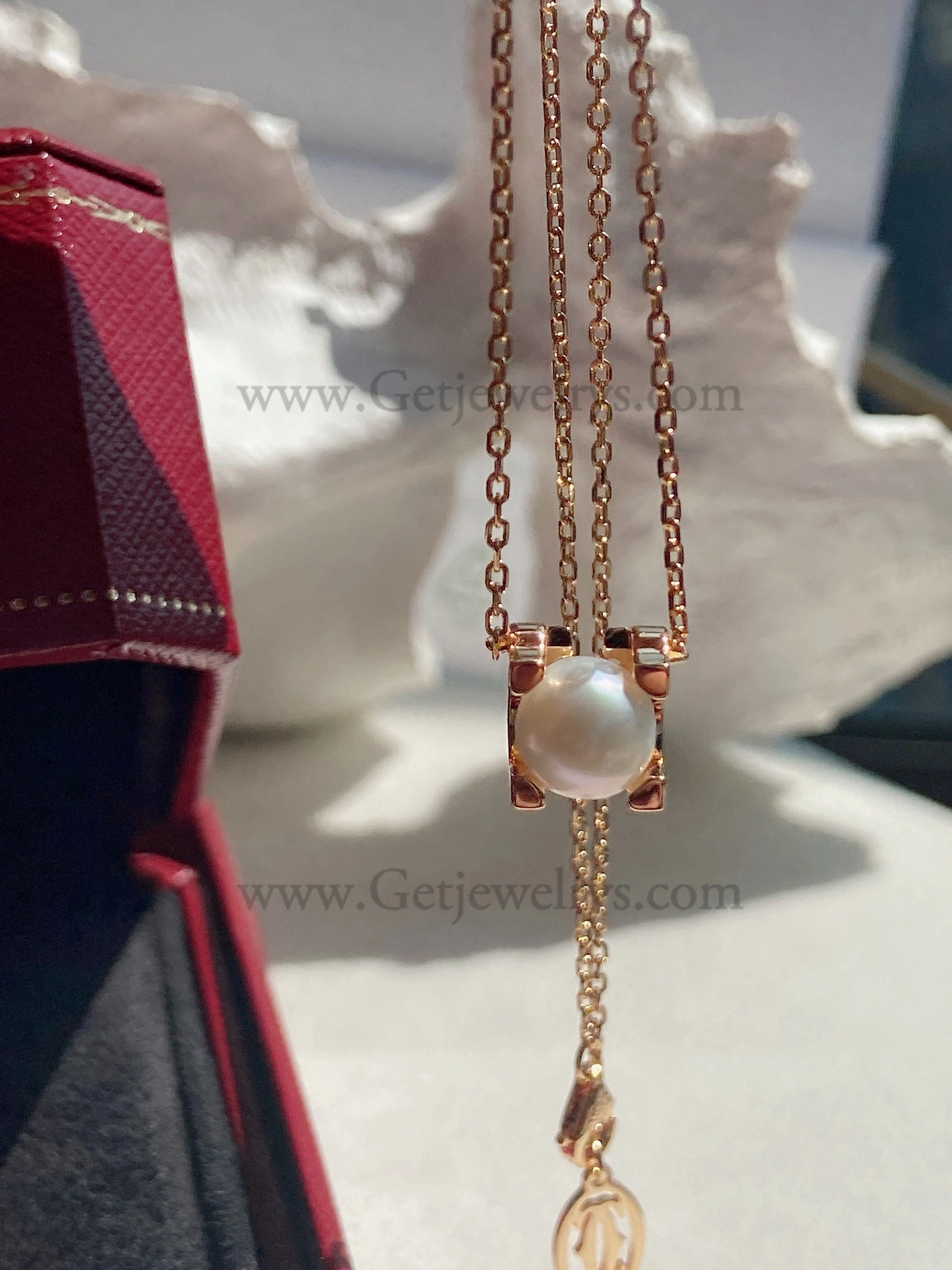 Replica C DE Cartier Necklace Rose Gold with Pearl B7059000