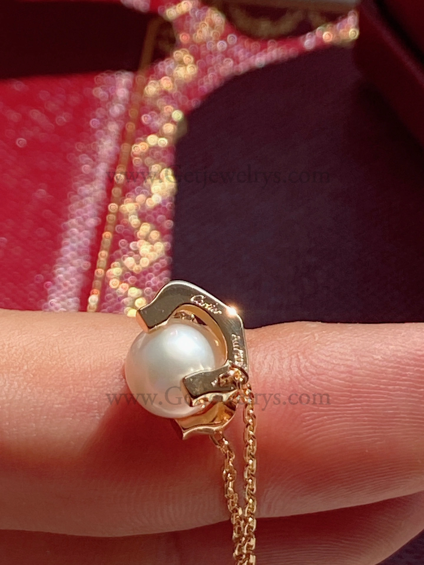 Replica C DE Cartier Necklace Rose Gold with Pearl B7059000