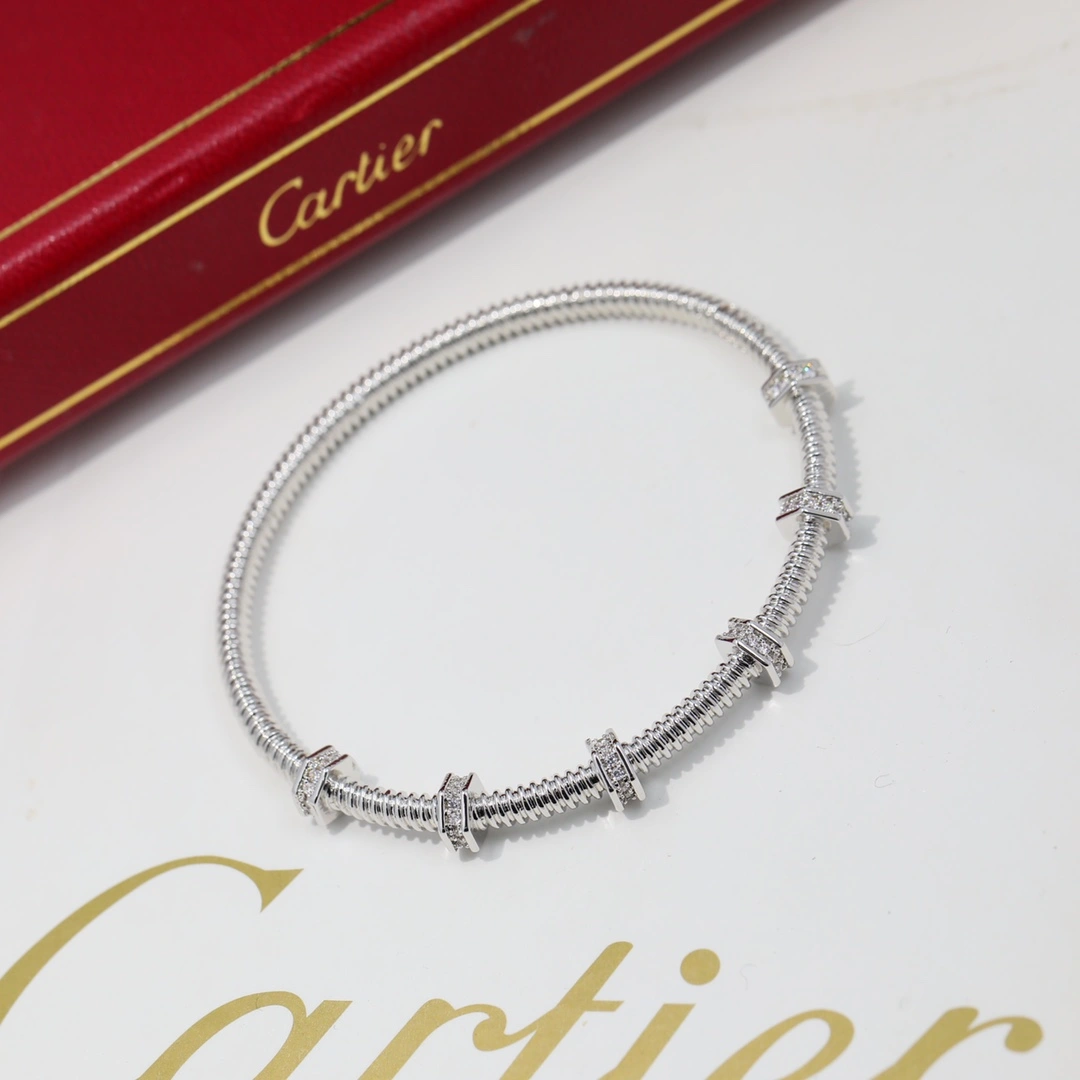 Replica Ecrou de Cartier Bracelet 18K White Gold with Diamonds
