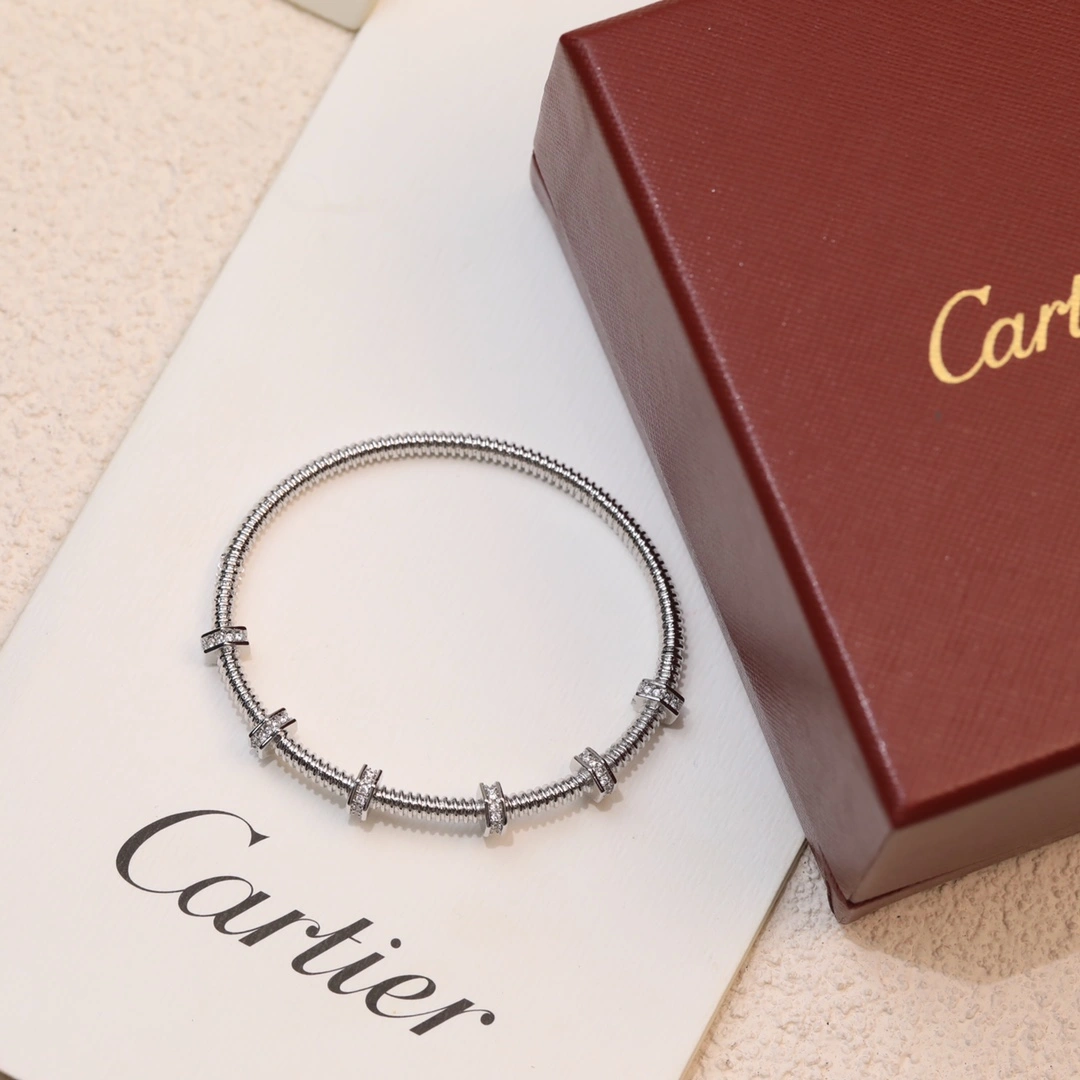 Replica Ecrou de Cartier Bracelet 18K White Gold with Diamonds