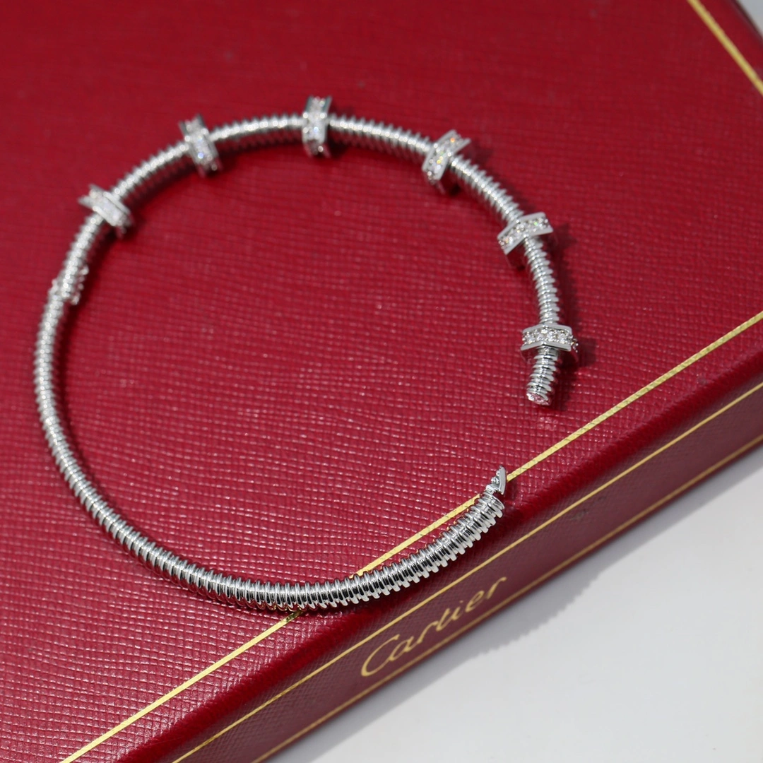Replica Ecrou de Cartier Bracelet 18K White Gold with Diamonds