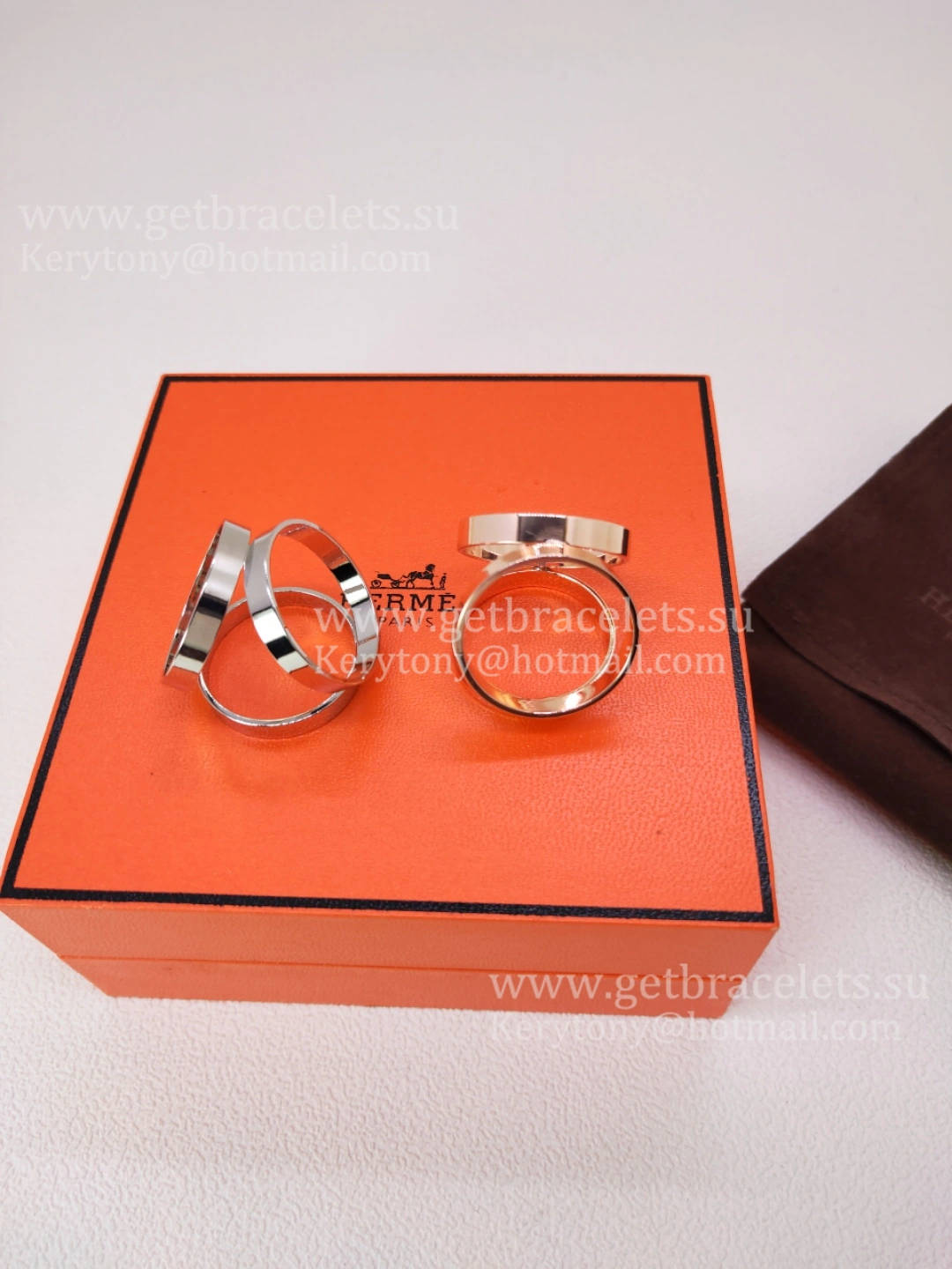 Replica Hermes Trio Scarf Ring Buckle in White Gold Yellow Gold Rose Gold For Girls