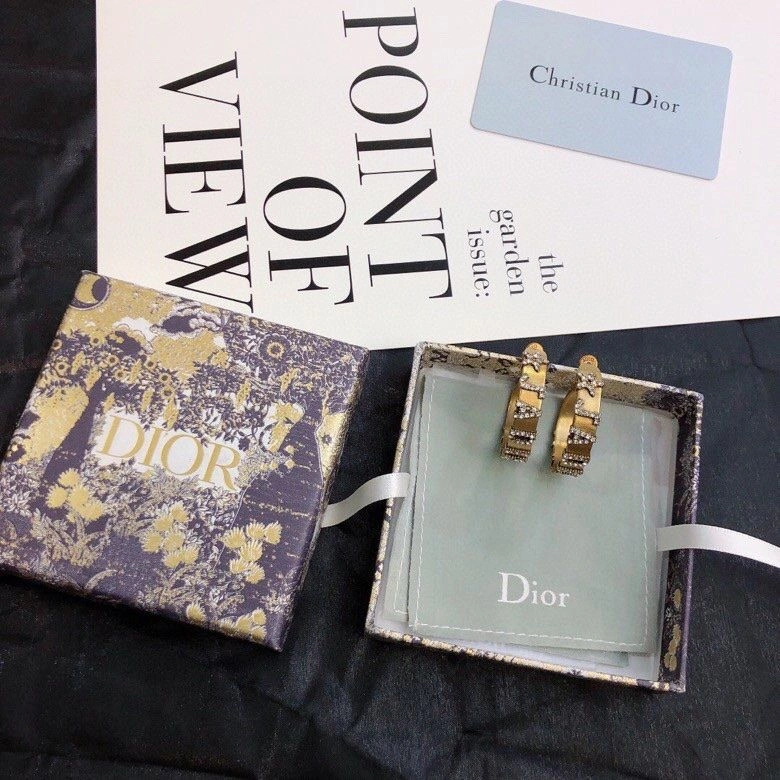 Replica Spring Hot Selling Dior J’ADIOR Star-JADIOR Diamonds Motif Antiqure Brass Wide Hoop Earrings For Ladies