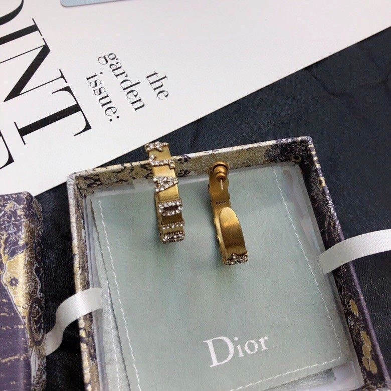 Replica Spring Hot Selling Dior J’ADIOR Star-JADIOR Diamonds Motif Antiqure Brass Wide Hoop Earrings For Ladies