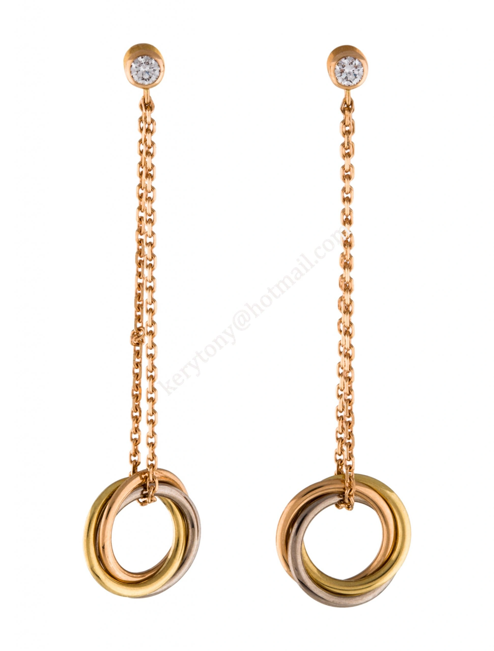 Replica Spring New Style Cartier Trinity Drop Earrings with Diamonds For Womens
