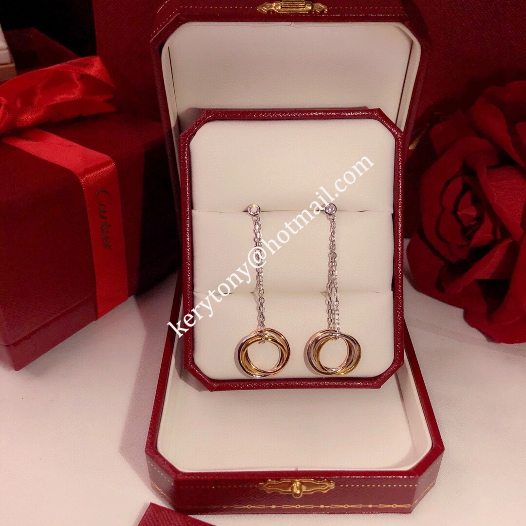 Replica Spring New Style Cartier Trinity Drop Earrings with Diamonds For Womens