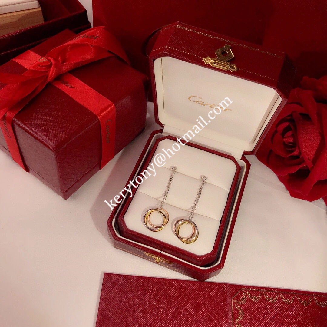 Replica Spring New Style Cartier Trinity Drop Earrings with Diamonds For Womens